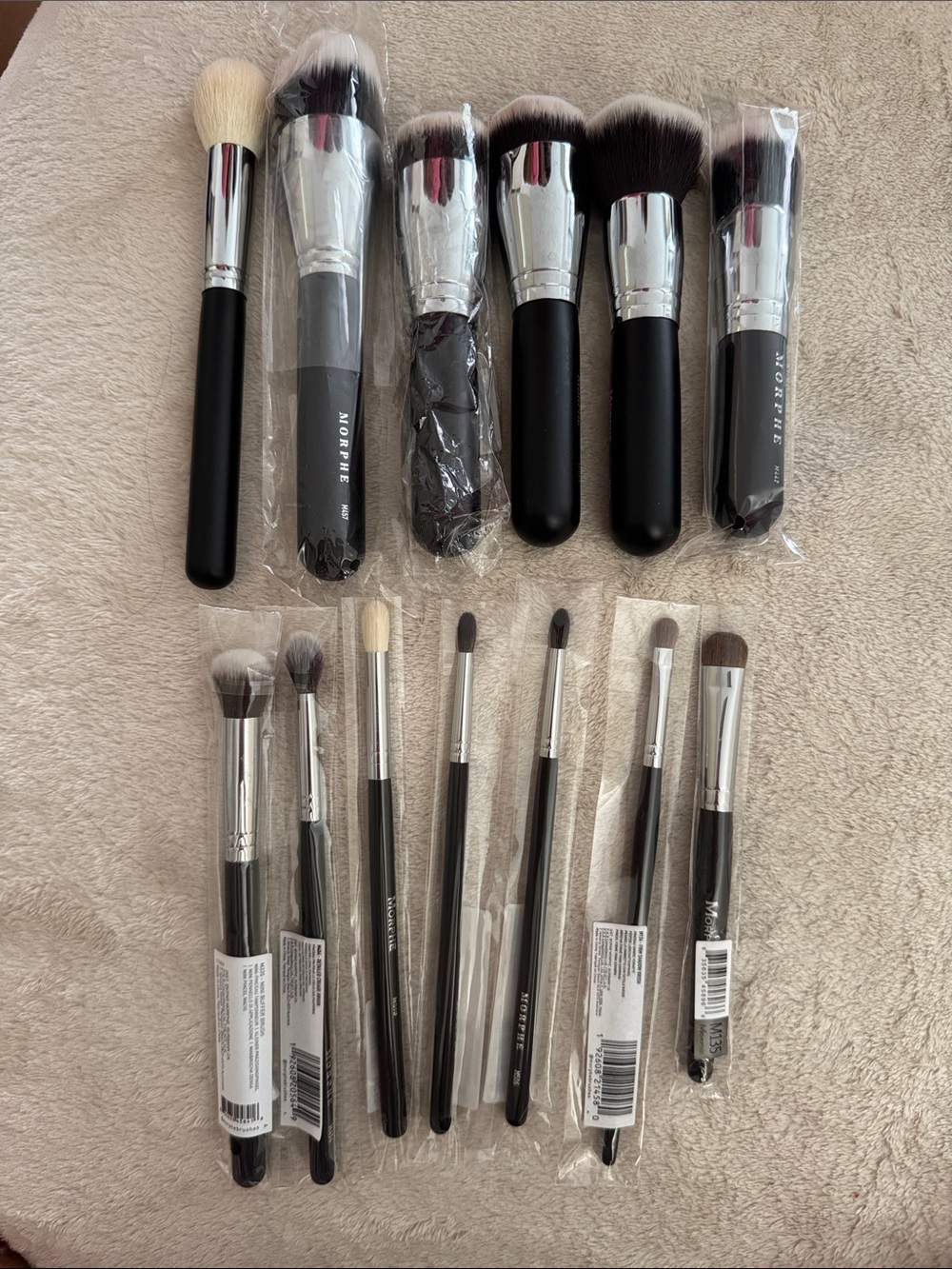 Morphe Black and Silver Makeup Brush Set - Multi-Piece Face & Eye Kit